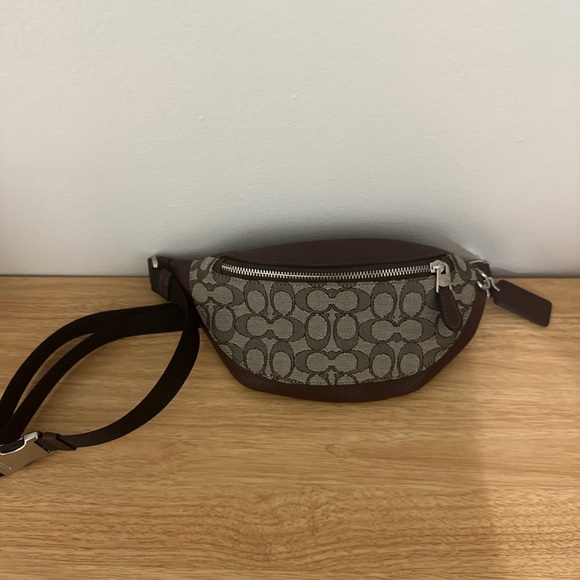 Coach Brown and Gray Signature Belt Bag